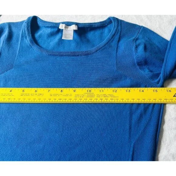 Cache Women’s XS Long Sleeve Sweater Royal Blue Ribbed Gold Zipper Stretch - Picture 2 of 16